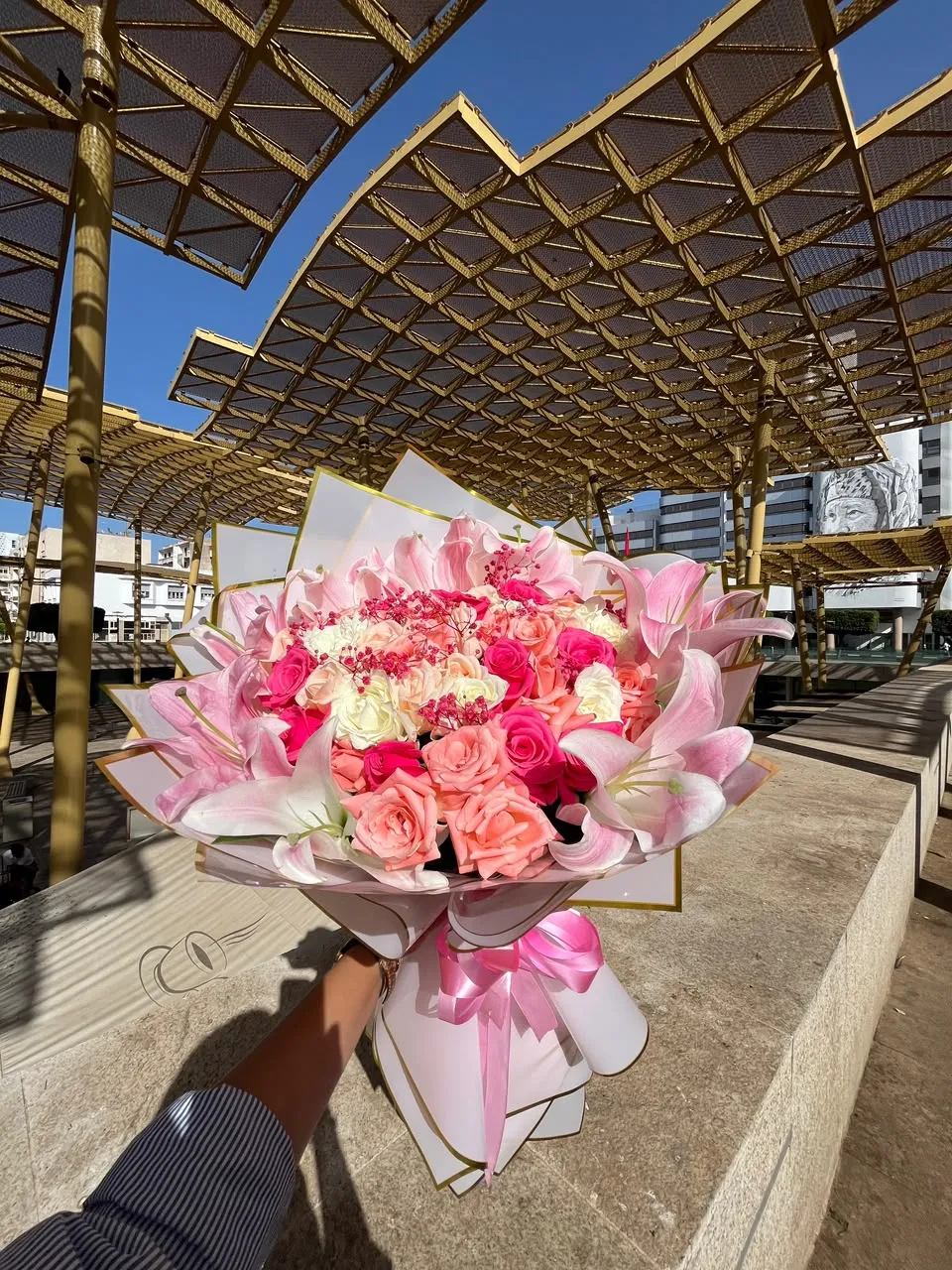 Bouquet roses et fuchsia