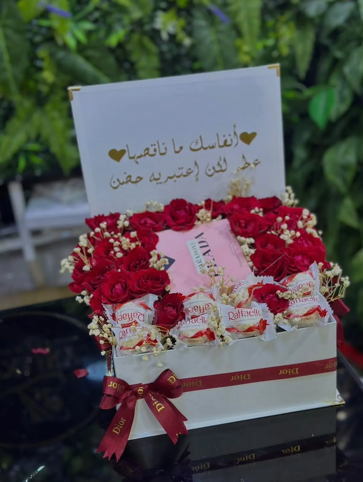Coffret roses rouges et Kinder